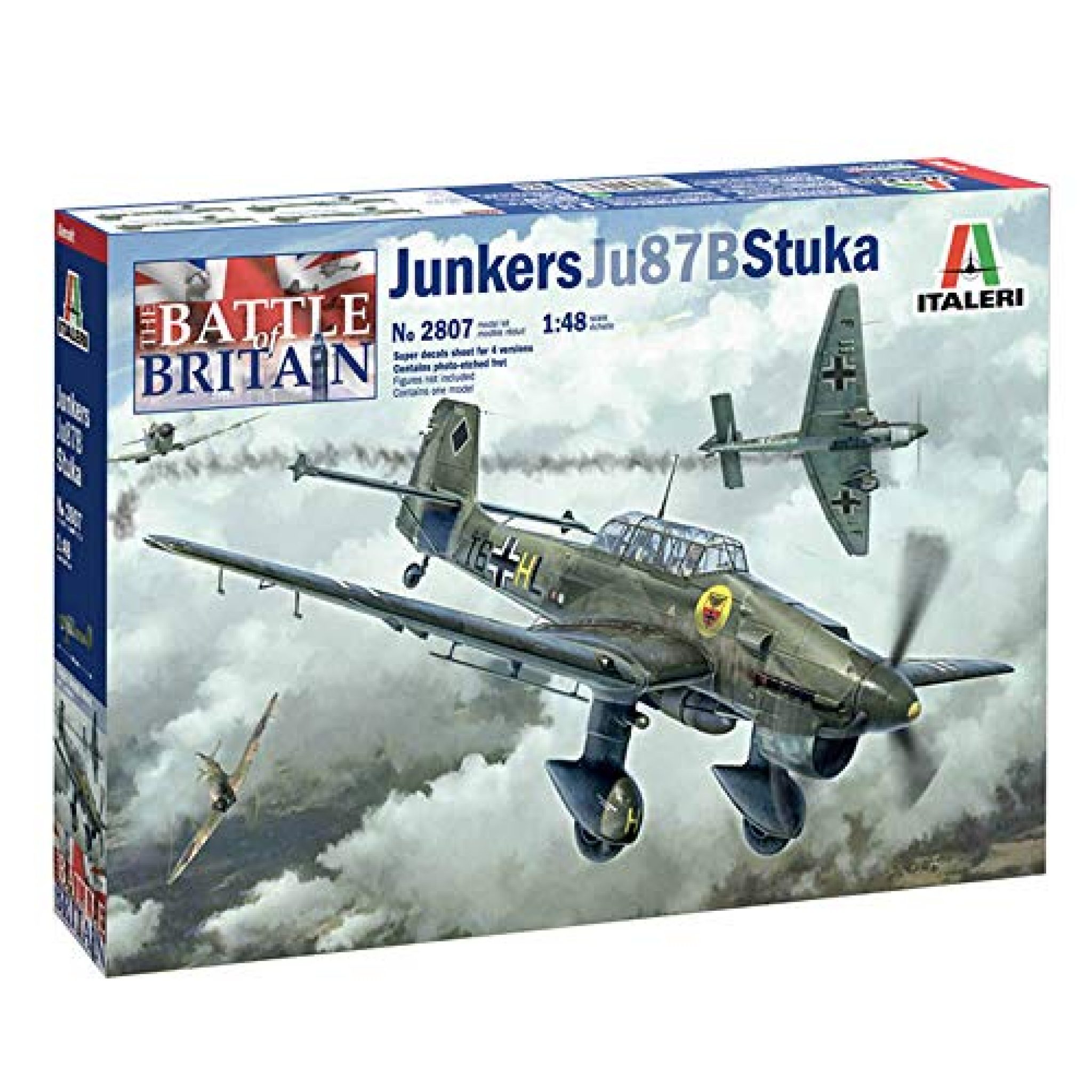 Italeri 1:48 Junkers JU-87B Stuka Bat.o.Brit - Gedetailleerd Plastic Modelbouw Bouwpakket