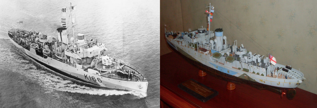 Imagen Maqueta de barco HMCS Snowberry vs modelo real